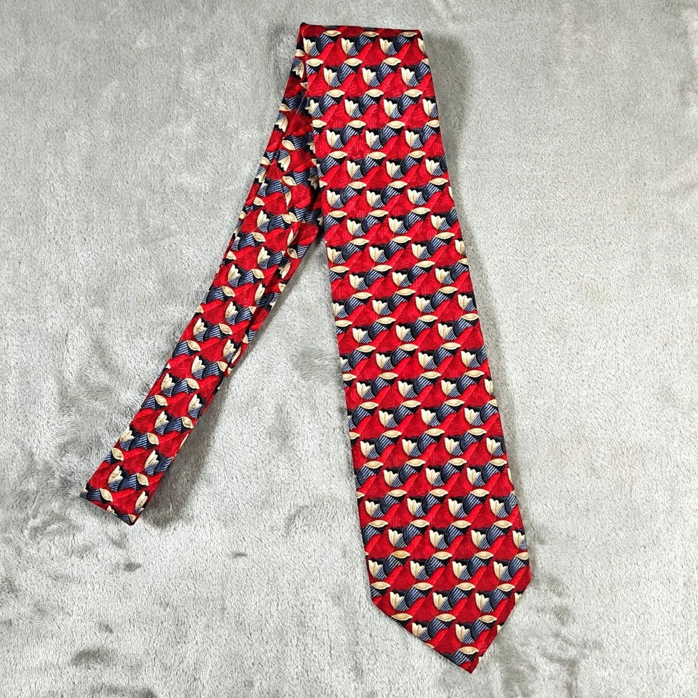 Vintage Ermenegildo Zegna Tie Men 56.5X3.75 Floral Geometric Abstract Silk Italy